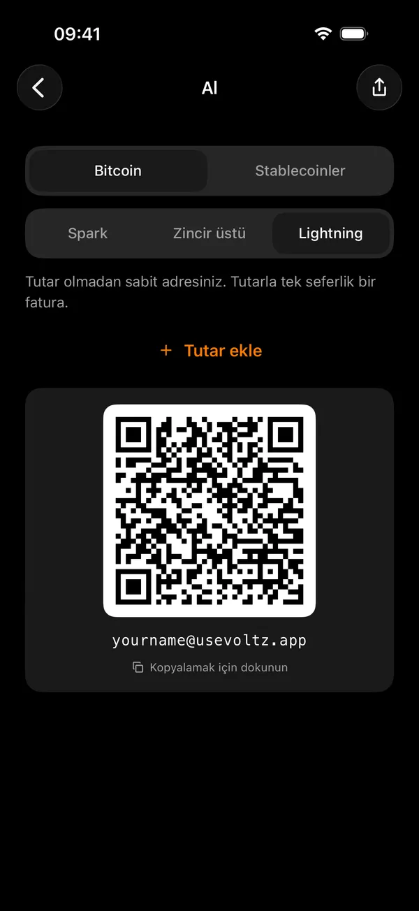 Tutar soran Voltz alma ekranı